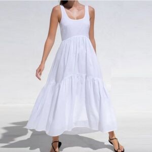 $285 AYR White Magic Hour Tiered Sundress size Medium 100% Cotton Fit & Flare